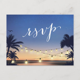 Palm Beach String Lights Summer Sunset UAWG Reply Einladungspostkarte
