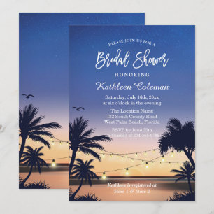 Palm Beach Sunset String Lights Brautparty Einladung