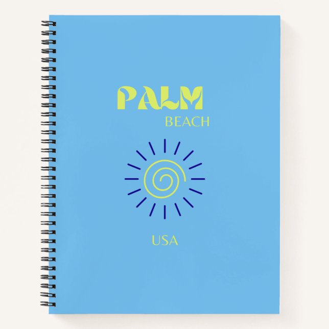 Palm Beach, Travel Art, Florida, Preppy, Blue Notizbuch (Vorderseite)