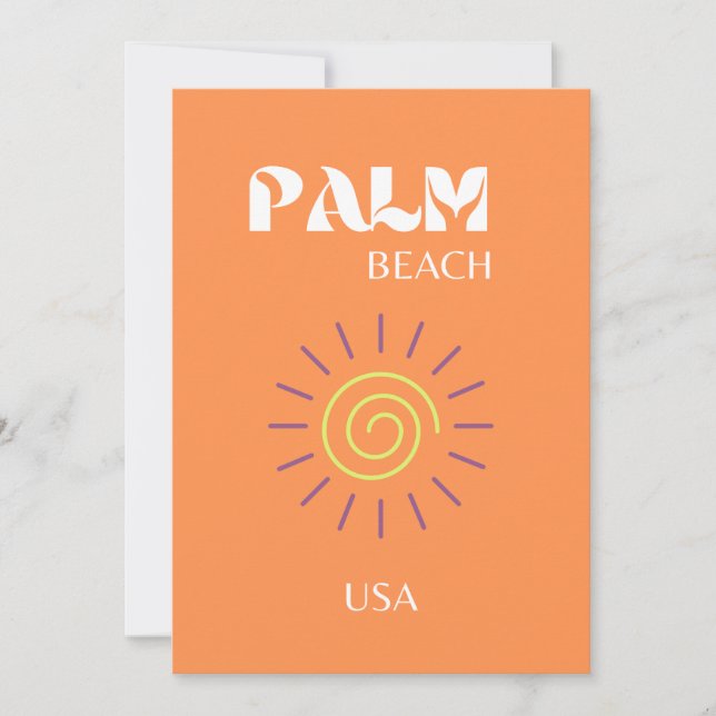 Palm Beach, Travel Art, Preppy, Orange Dankeskarte (Vorderseite)