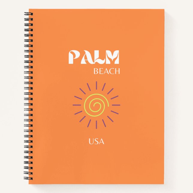 Palm Beach, Travel Art, Preppy, Orange Notizbuch (Vorderseite)