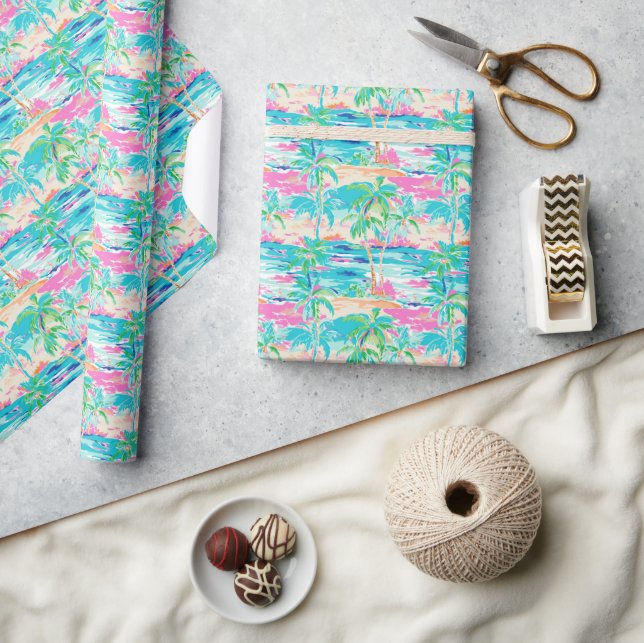 Palm Beach Tropical Beach Geschenkpapier (Kunsthandwerk)