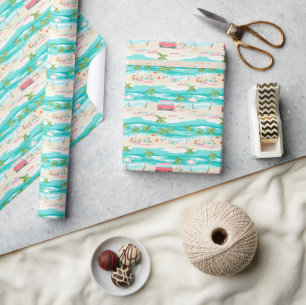 Palm Beach Tropical Beach Surf Van Geschenkpapier