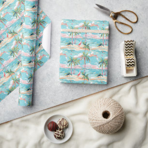 Palm Beach Tropical Beach Windsurfen Geschenkpapier