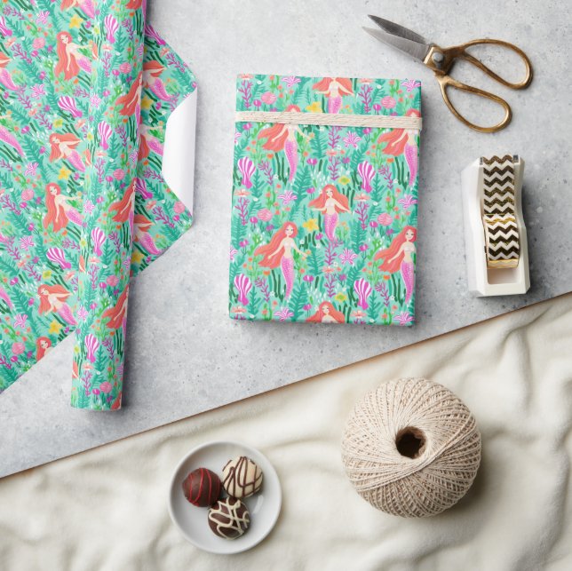 Palm Beach Tropical Mermaids Geschenkpapier (Kunsthandwerk)