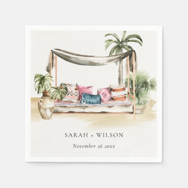 Palm Beach Tropical Palm Beach Cabana Wedding Serviette (Vorderseite)
