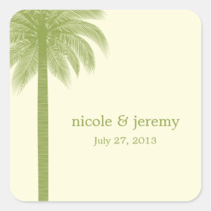 Palm Beach Wedding Favor Sticker - Green
