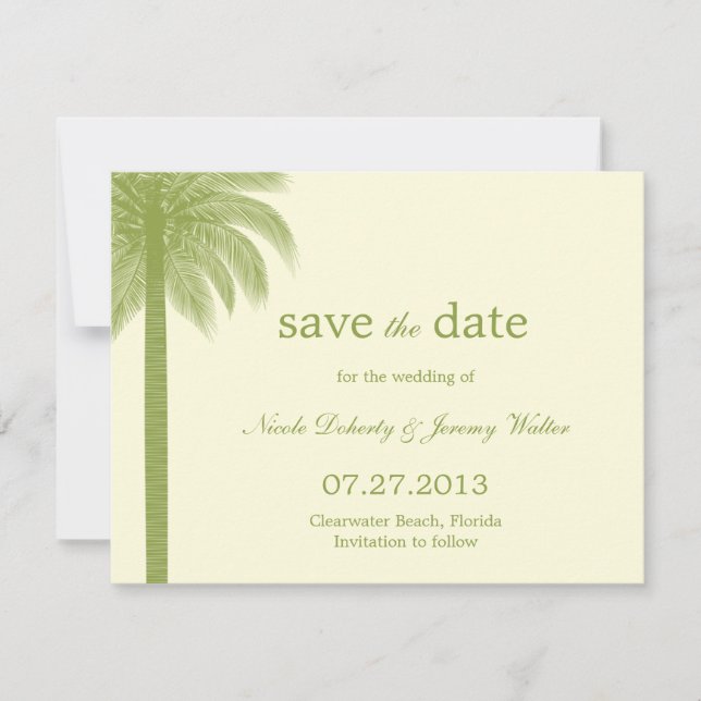 Palm Beach Wedding Save the Date Cards - Green (Vorderseite)