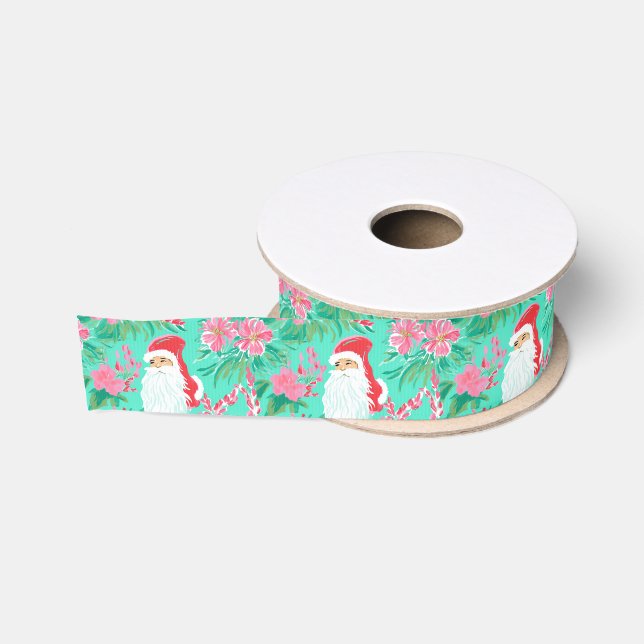 Palm Beach Weihnachten Farbe Rosa & Grün Santa Ripsband (Spule)