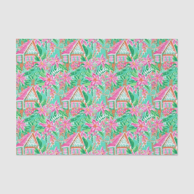 Palm Beach Weihnachten Wasserfarbe Lebkuchen Haus Seidenpapier (Vorderseite)