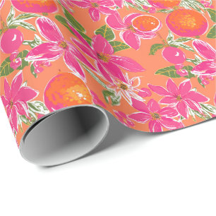 Palm Beach Weihnachten Wasserfarbe Orange Ornament Geschenkpapier