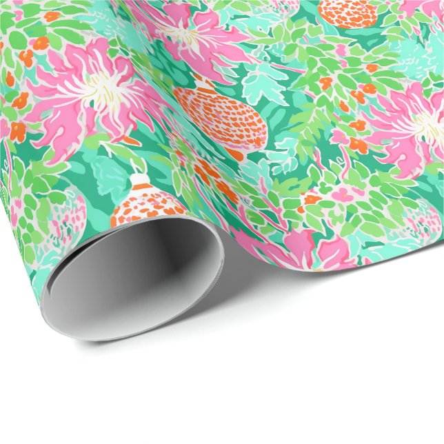 Palm Beach Weihnachten Wasserfarben Ornamente Geschenkpapier (Rolleneckpunkt)