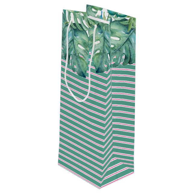 Palm Beach Weihnachtsweinbeutel Geschenktüte Für Weinflaschen (Rückseite Schrägansicht)