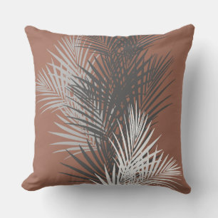 Palm-Blätter, abstrakt, modernes Design, Terrakott Kissen