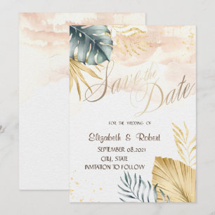 Palm Blätter Beach Wedding Save the Date