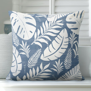 Palm Blätter Blaue und weiße Kissen Kissen