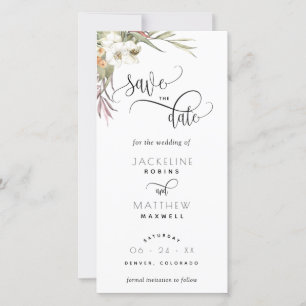 Palm Blätter Blumenhochzeit speichern das Date-Les