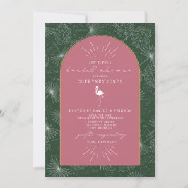 Palm Blätter Flamingo Pink Green Brautparty Invi Einladung