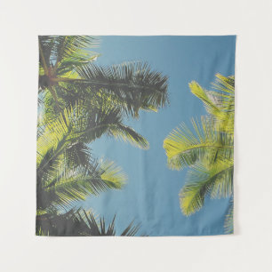 Palm Blätter Foto Tropical Summer Sky Retro Vibe Wandteppich