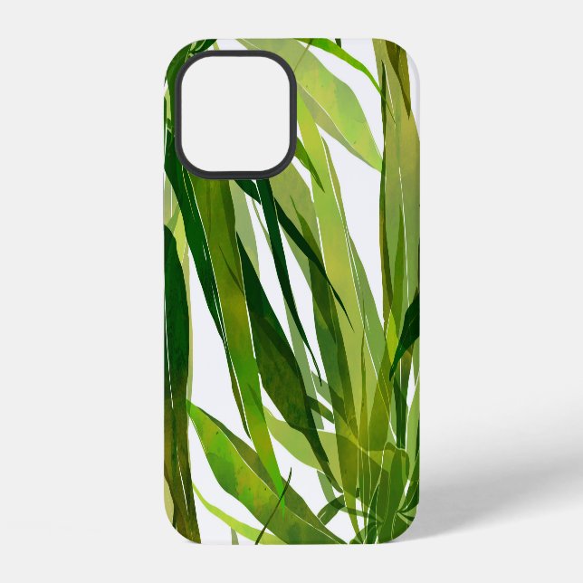 Palm-Blätter Handgemalte Muster iPhone 12 Hülle (Rückseite)