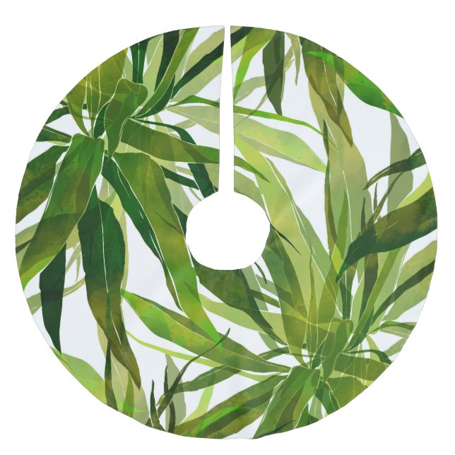 Palm-Blätter Handgemalte Muster Polyester Weihnachtsbaumdecke (Vorderseite)