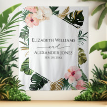 Palm Blätter Hibiskus Tropische Hochzeit Hintergru