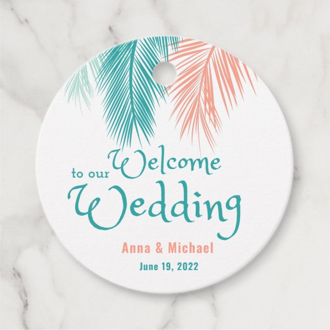 Palm-Blätter Hochzeitsnahrung Geschenkanhänger (Vorderseite)