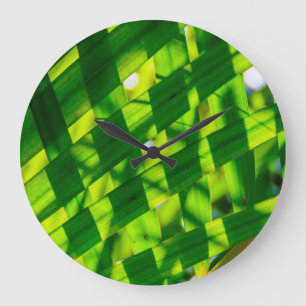 Palm Blätter Kariert, Kapaa, Kauai, Hawaii Große Wanduhr