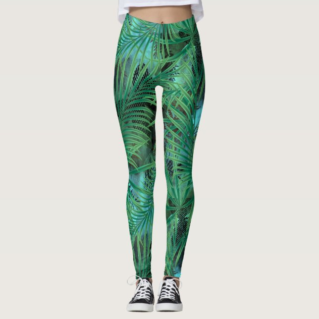 Palm-Blätter Leggings (Vorderseite)