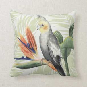 Palm Blätter mit Black Bird Kissen