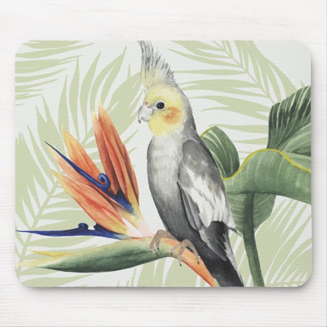 Palm Blätter mit Black Bird Mousepad (Vorne)