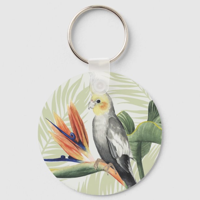 Palm Blätter mit Black Bird Schlüsselanhänger (Vorderseite)