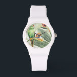 Palm-Blätter mit grünem Vogel Armbanduhr<br><div class="desc">Palm Leaves With Green Bird Artist: Grace Popp | 157018GG</div>