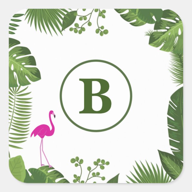 Palm Blätter Mit Monogramm Sticker (Vorderseite)