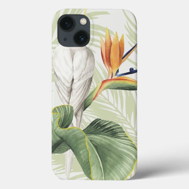 Palm-Blätter mit weißem Vogel Case-Mate iPhone Hülle (Rückseite)