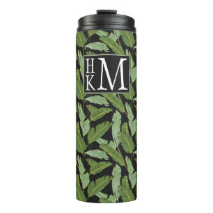 Palm-Blätter Monogramm Thermosbecher