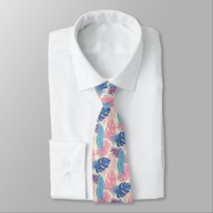 Palm Blätter Pastel Navy Pink Pale Blau Krawatte