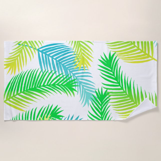 Palm Blätter Pattern Beach Handtuch - Tropical Bot (Vorderseite)