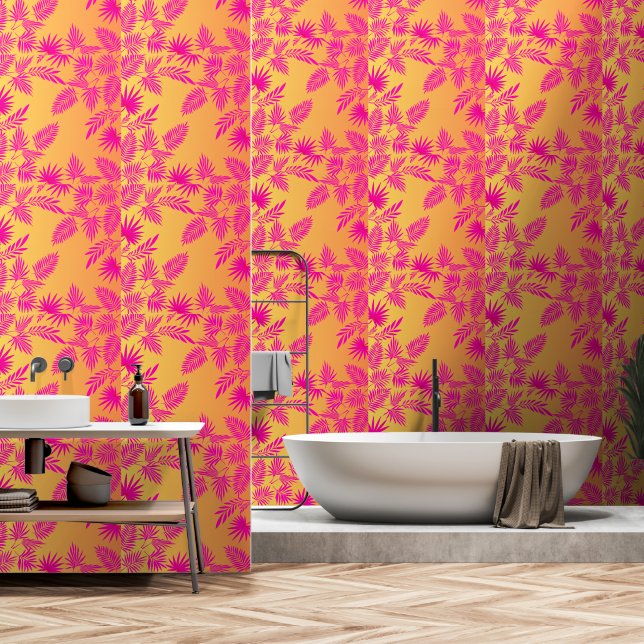 Palm Blätter Peel and Stick Tropical modernen grün Tapete (Badezimmer)