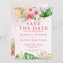 Palm Blätter Rosa Gold Save the Date