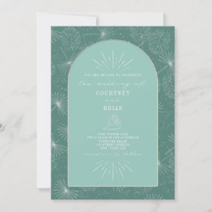 Palm Blätter Seashell Aqua Tropical Wedding Einladung