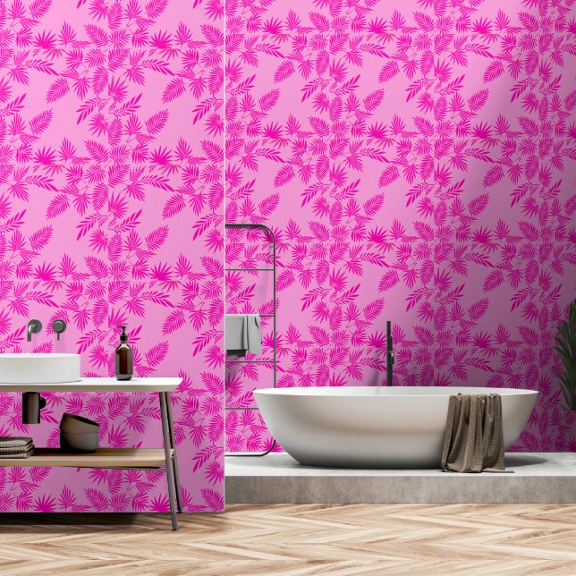 Palm Blätter SommervibesModerne tropische Tapete (Badezimmer)