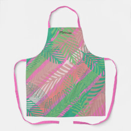 Palm Blätter Streifen farbenfroh Mit Monogramm Schürze