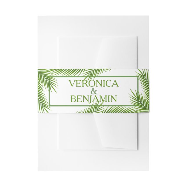 Palm Blätter Tropical Beach Hochzeit Einladungsbanderole (Vorderseite Beispiel)