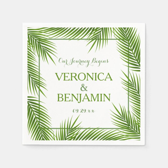 Palm Blätter Tropical Beach Hochzeit Serviette (Vorderseite)