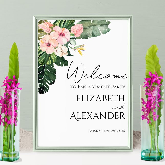 Palm Blätter Tropical Engagement Party Willkommens Poster (Von Creator hochgeladen)