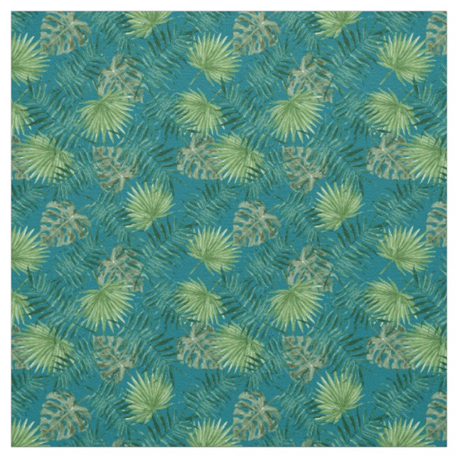 Palm Blätter Tropical Print Aquamarine Stoffe (Muster)