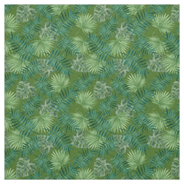 Palm Blätter Tropical Print Green Fabric Stoff (Muster)
