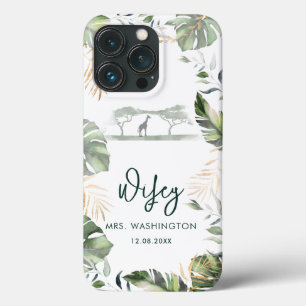 Palm Blätter Tropical Safari Wifey Script Bride Case-Mate iPhone Hülle