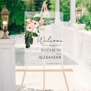 Palm Blätter Tropische Hochzeit Begrüßung Akryllis Acrylschild